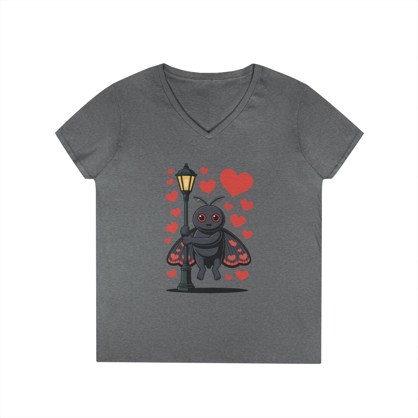 Cute Love Bug Hearts Graphic V-Neck T-Shirt for Women | TEEZOCA 