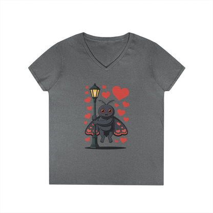 Cute Love Bug Hearts Graphic V-Neck T-Shirt for Women | TEEZOCA 
