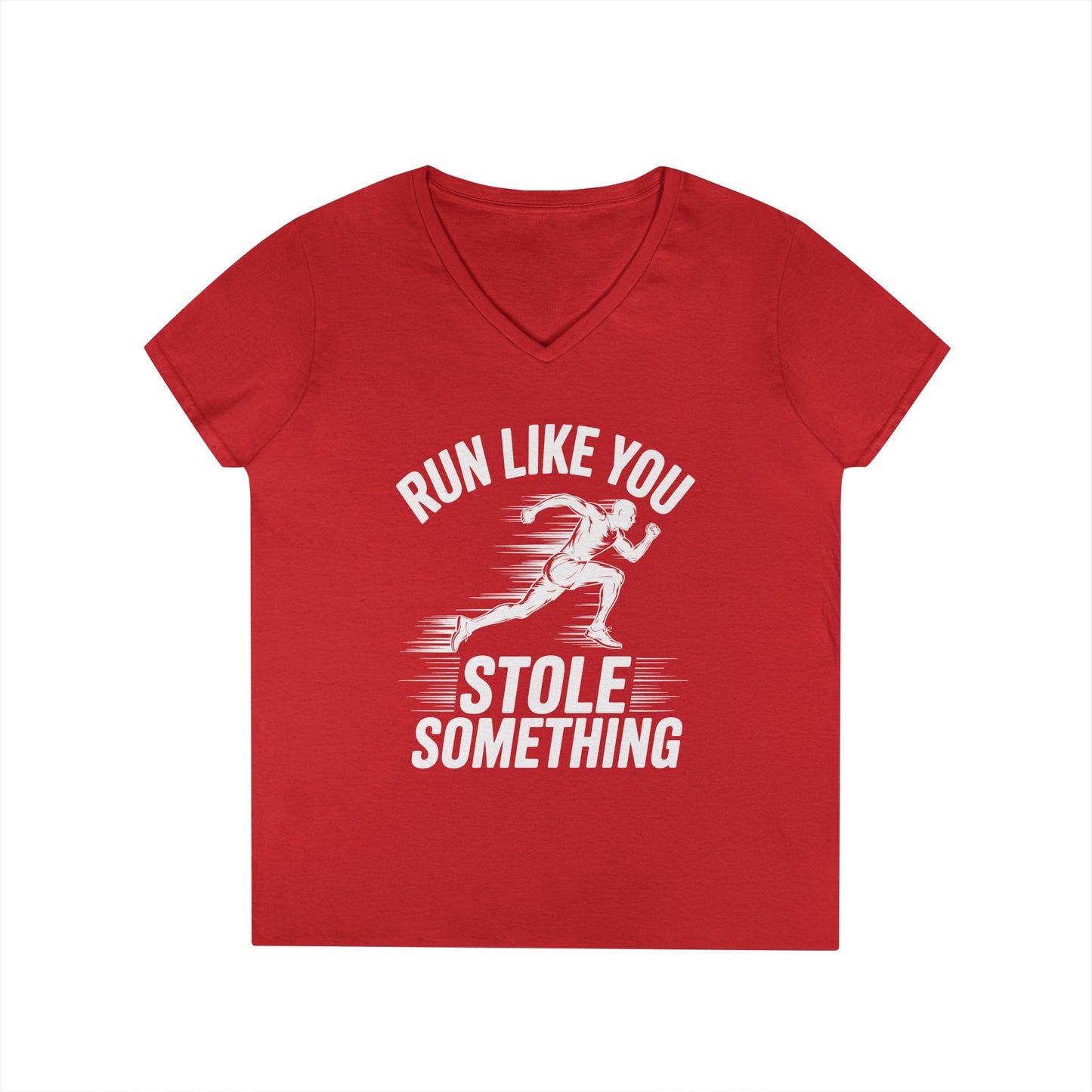 Run Like You Stole Something Funny Running V-Neck T-Shirt | TEEZOCA 