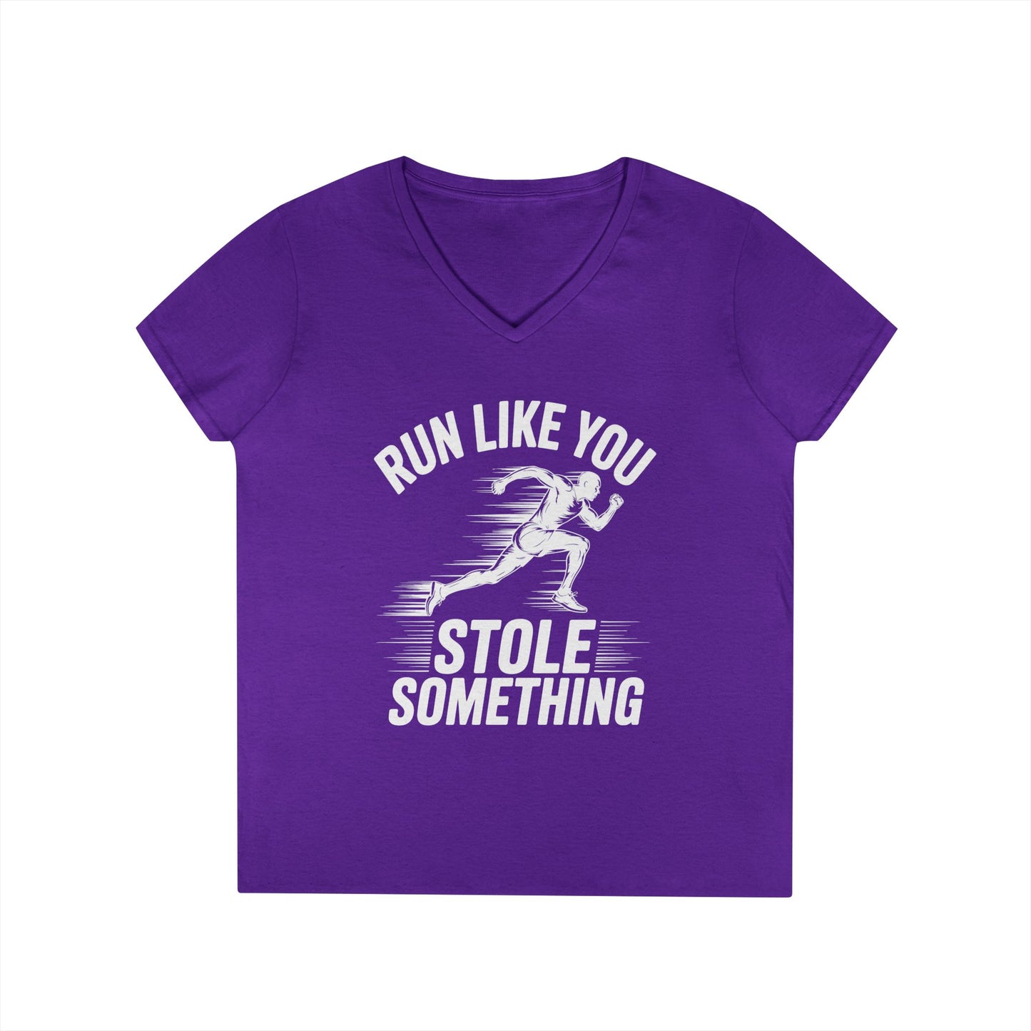 Run Like You Stole Something Funny Running V-Neck T-Shirt | TEEZOCA 