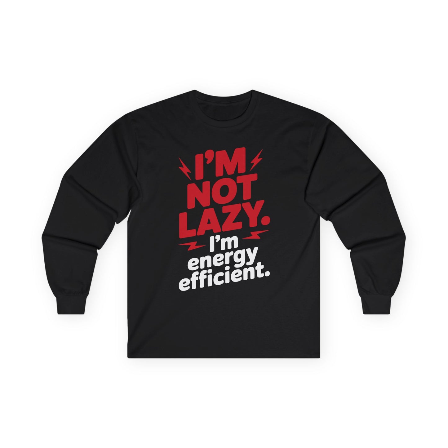 TEEZOCA sarcastic productivity quote long-sleeve t-shirt Black long-sleeve shirt with red and white text on a white background