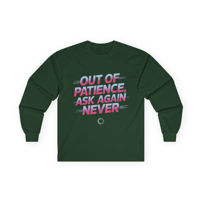 TEEZOCA sarcastic quote long-sleeve shirt Green long-sleeve shirt with pink and white text on a white background