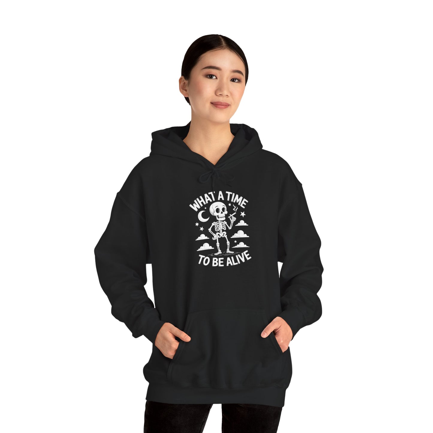 What A Time To Be Alive Skeleton Unisex Heavy Blend Hoodie | TEEZOCA 