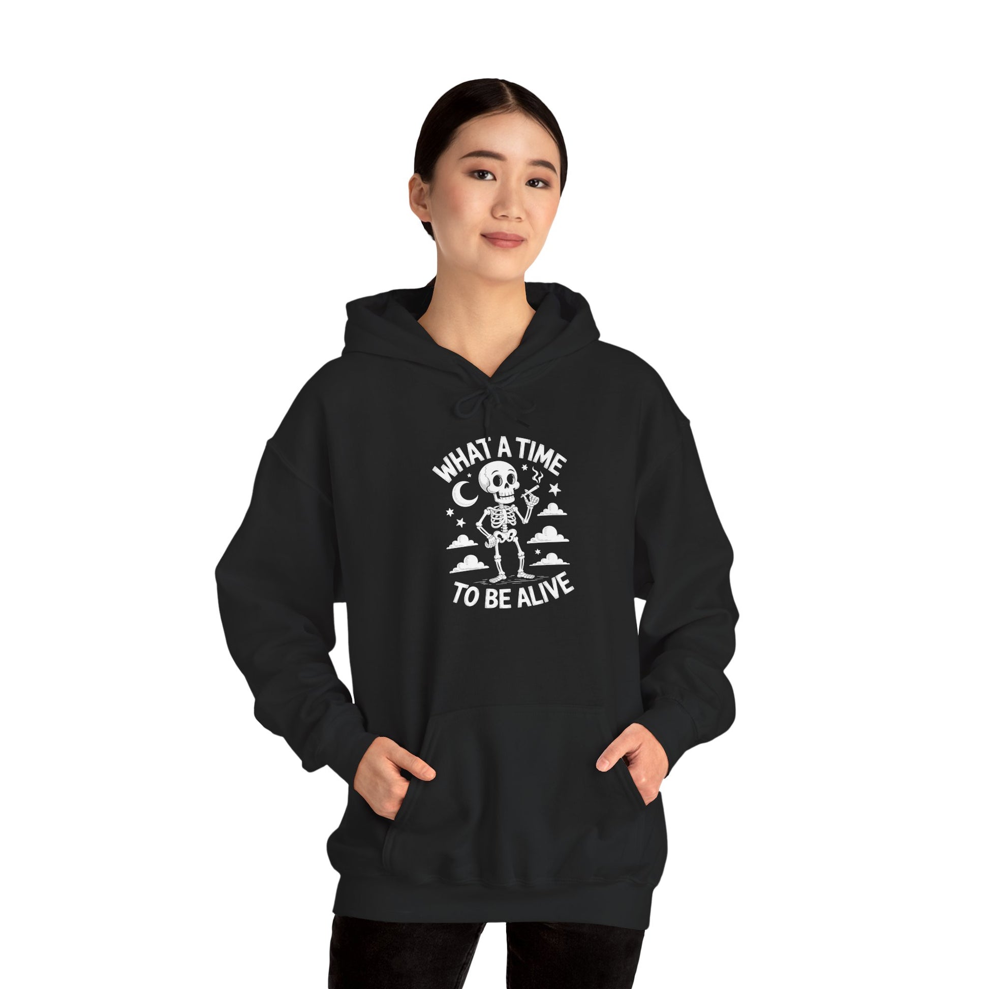 What A Time To Be Alive Skeleton Unisex Heavy Blend Hoodie | TEEZOCA 