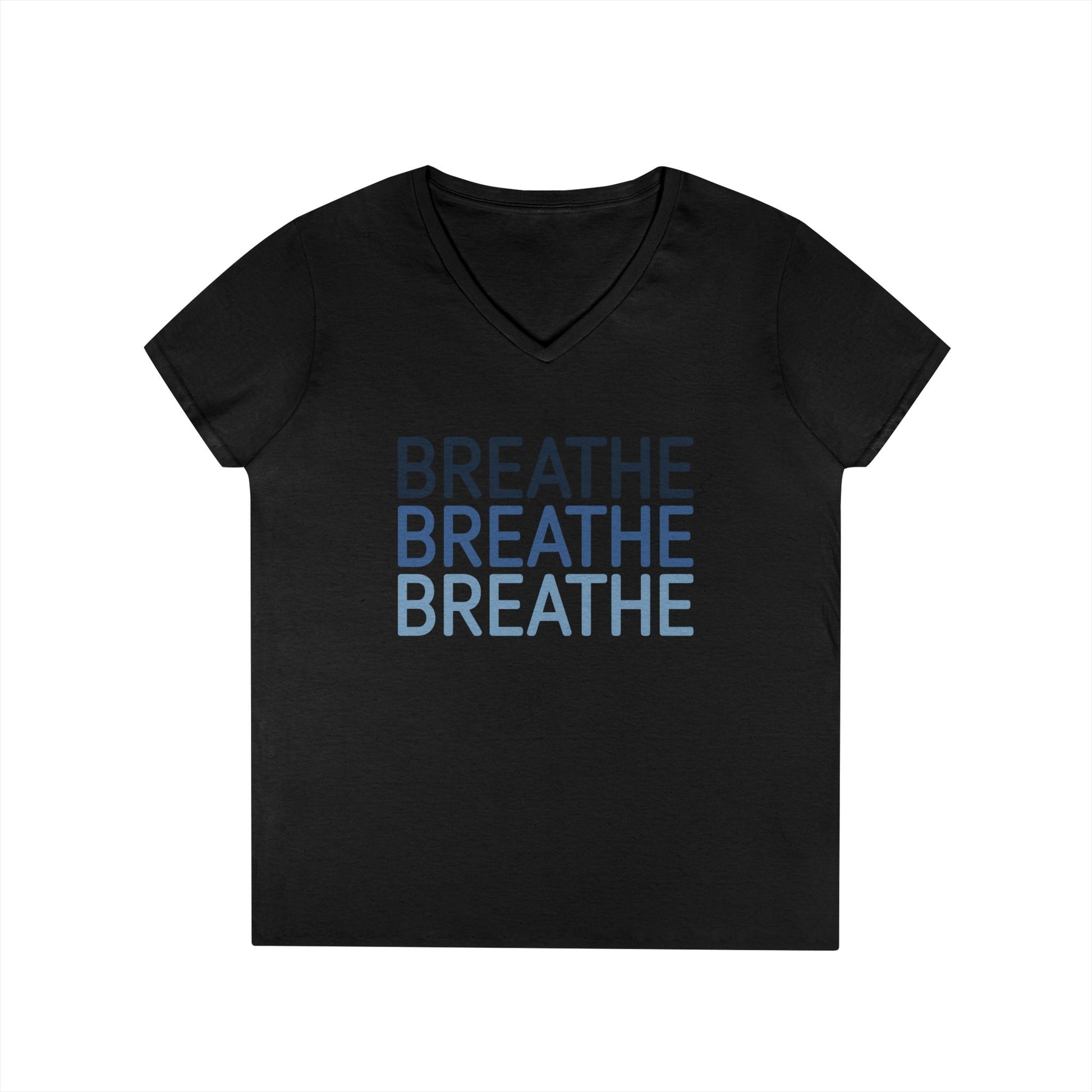 Breathe Breathe Breathe Mindfulness Message V-Neck T-Shirt | TEEZOCA 