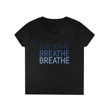 Breathe Breathe Breathe Mindfulness Message V-Neck T-Shirt | TEEZOCA 