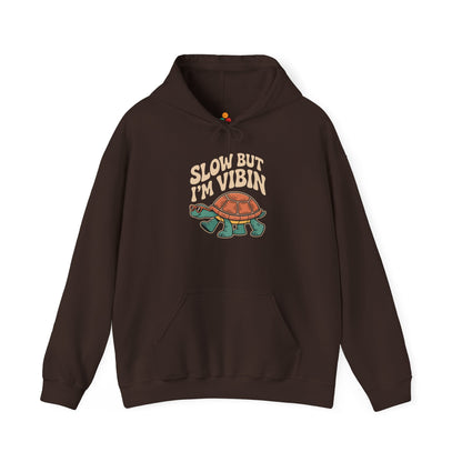 TEEZOCA slow but vibin turtle graphic Unisex Heavy Blend Hoodie chill style - Slow But Vibin Turtle Graphic Unisex Heavy Blend Hoodie | TEEZOCA 