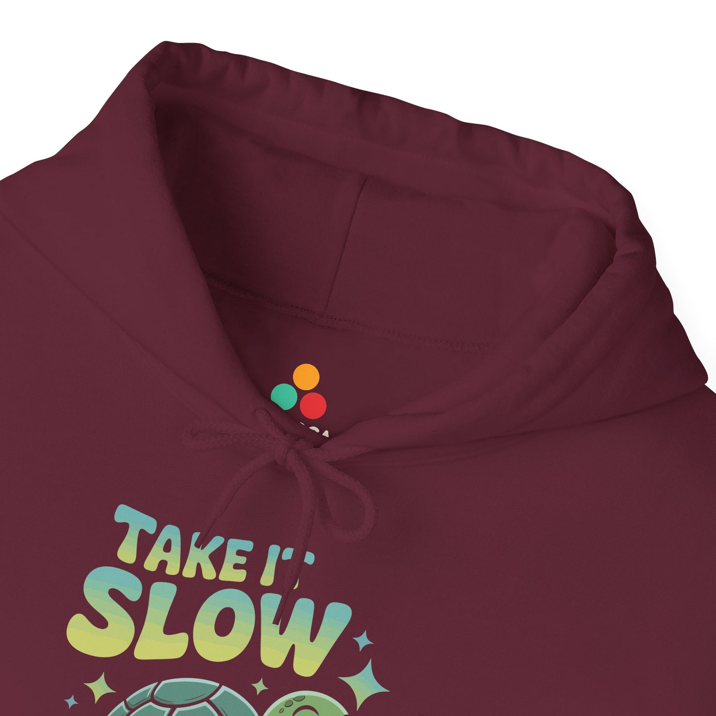 TEEZOCA slow living turtle Unisex Heavy Blend Hoodie cozy aesthetic