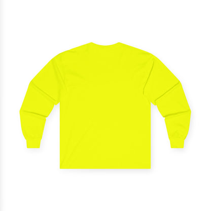 TEEZOCA soft but strong heart lock design on unisex long-sleeve t-shirt Yellow long-sleeve shirt on a white background