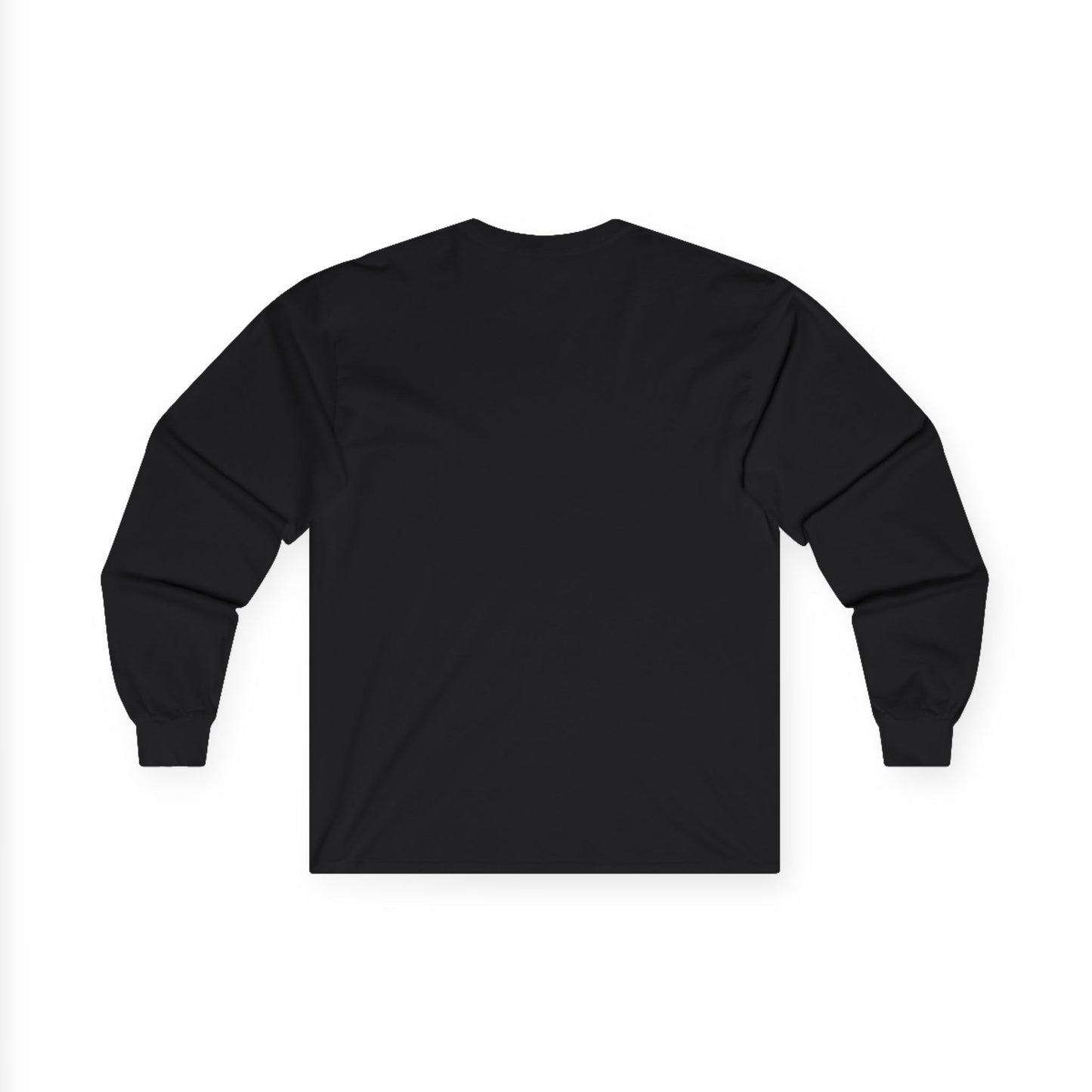 TEEZOCA soft but strong inspirational design on unisex long-sleeve t-shirt Black long-sleeve shirt on a white background