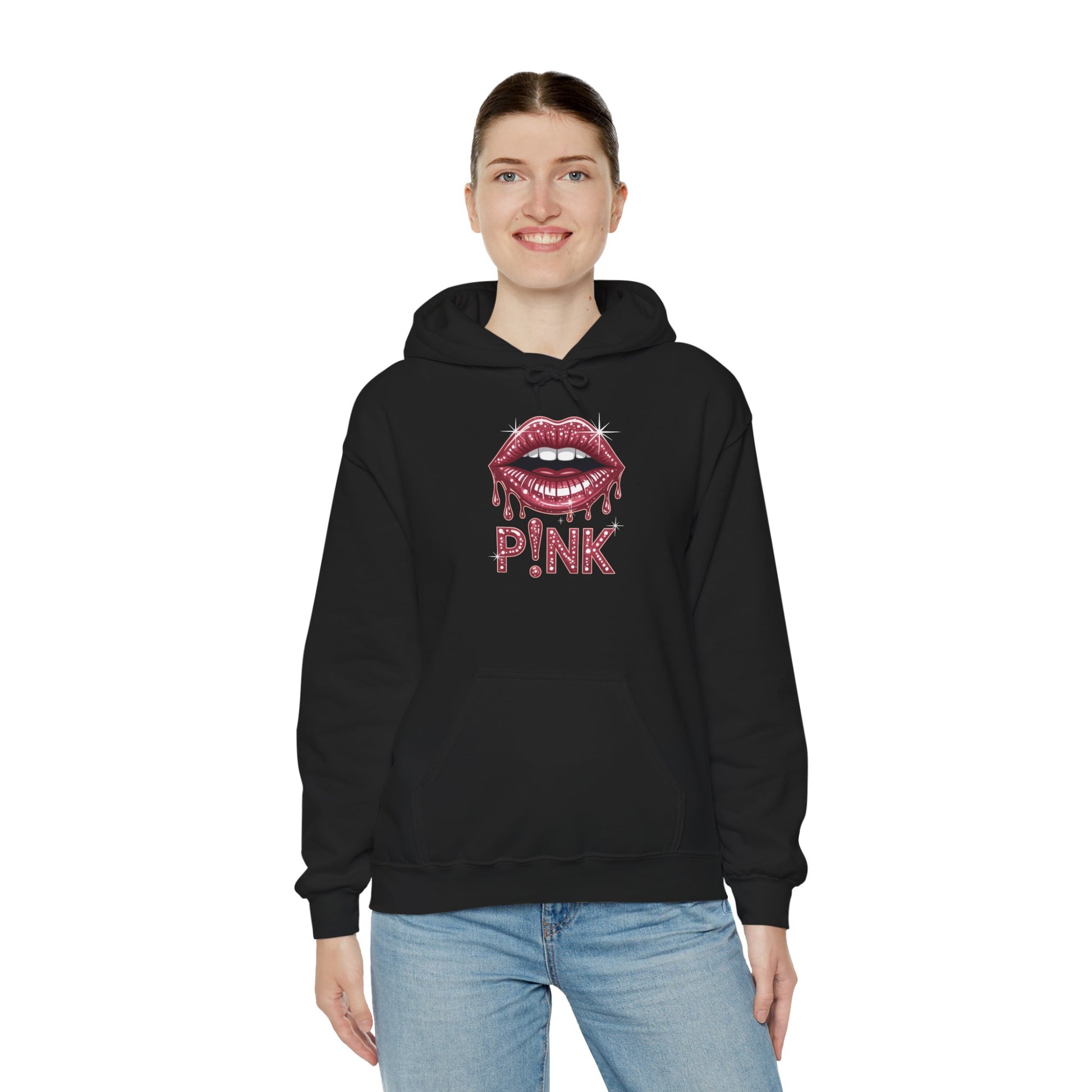 TEEZOCA sparkle lips artwork Heavy Blend Hoodie edgy fashion design

