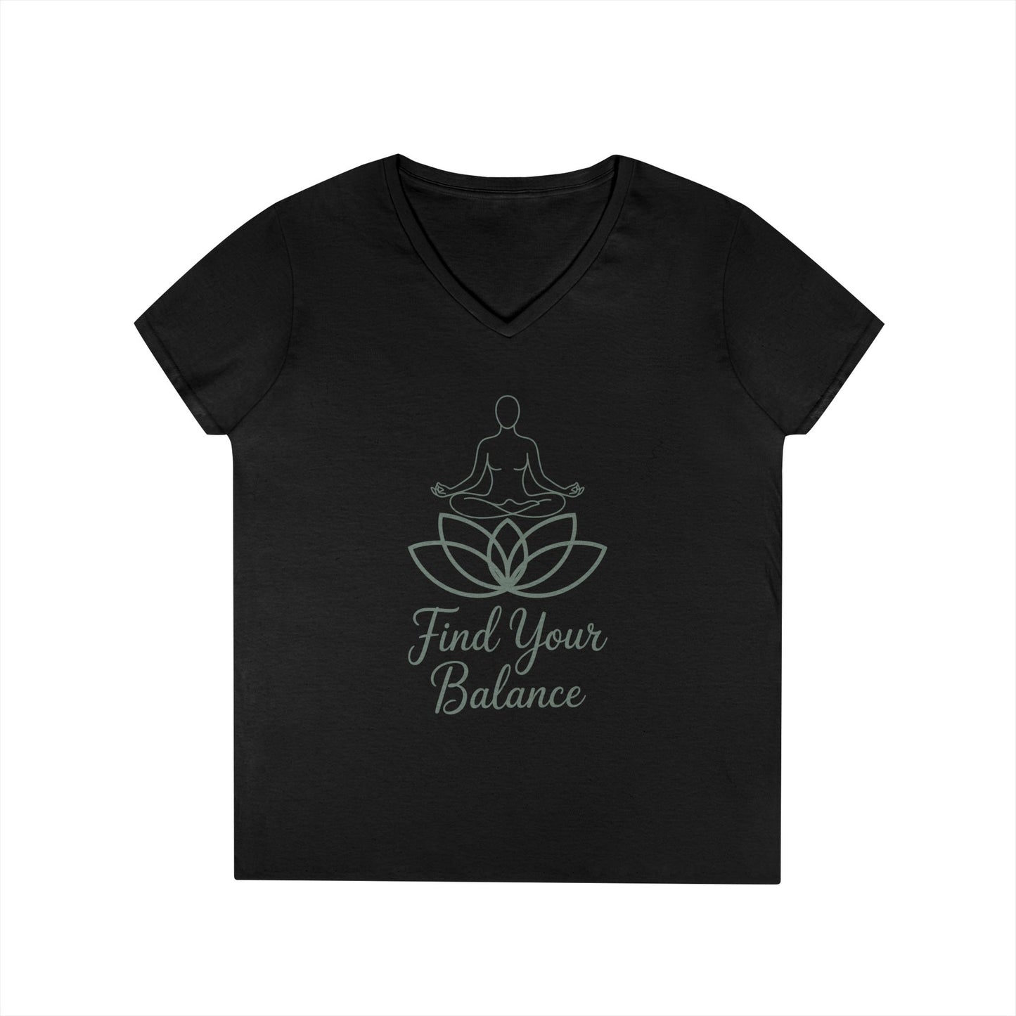 Find Your Balance Yoga Lotus V-Neck T-Shirt for Women | TEEZOCA 