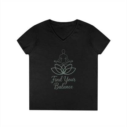 Find Your Balance Yoga Lotus V-Neck T-Shirt for Women | TEEZOCA 