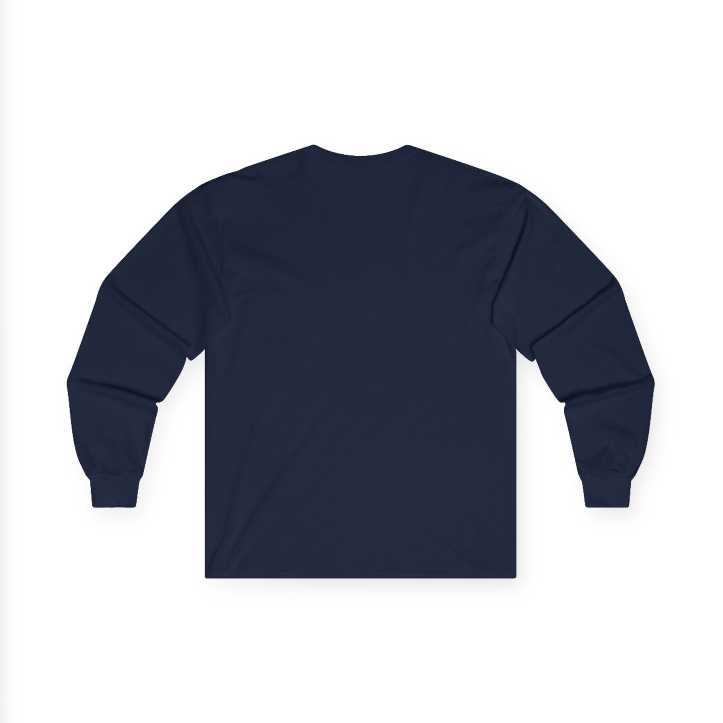 TEEZOCA streetwear motorcycle slogan long-sleeve shirt Navy blue long-sleeve shirt on a white background