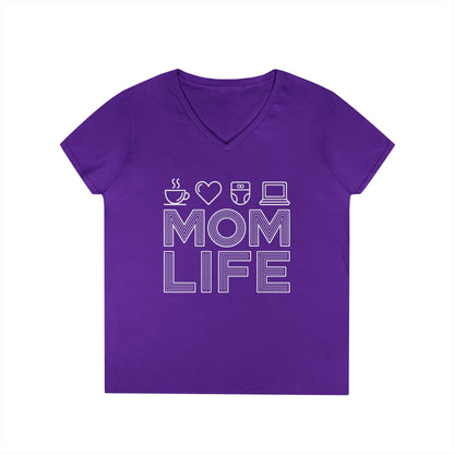 Mom Life Icons V-Neck T-Shirt for Busy Moms with Style & Attitude | TEEZOCA 