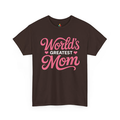World’s Greatest Mom Women's T-shirt Mother's Day Gift Pink Script | TEEZOCA 