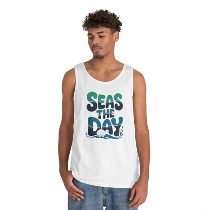 TEEZOCA summer Unisex Tank Top inspired by ocean vibes and coastal lifestyle Seas the Day Unisex Tank Top – Ocean Inspired Summer Beach Streetwear | TEEZOCA 