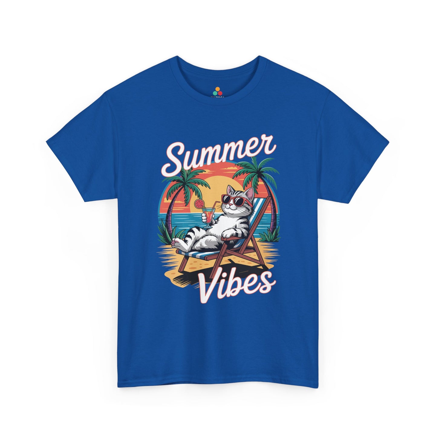 Summer Vibes Cat Graphic Unisex T-shirt for Beach Mood Style | TEEZOCA 