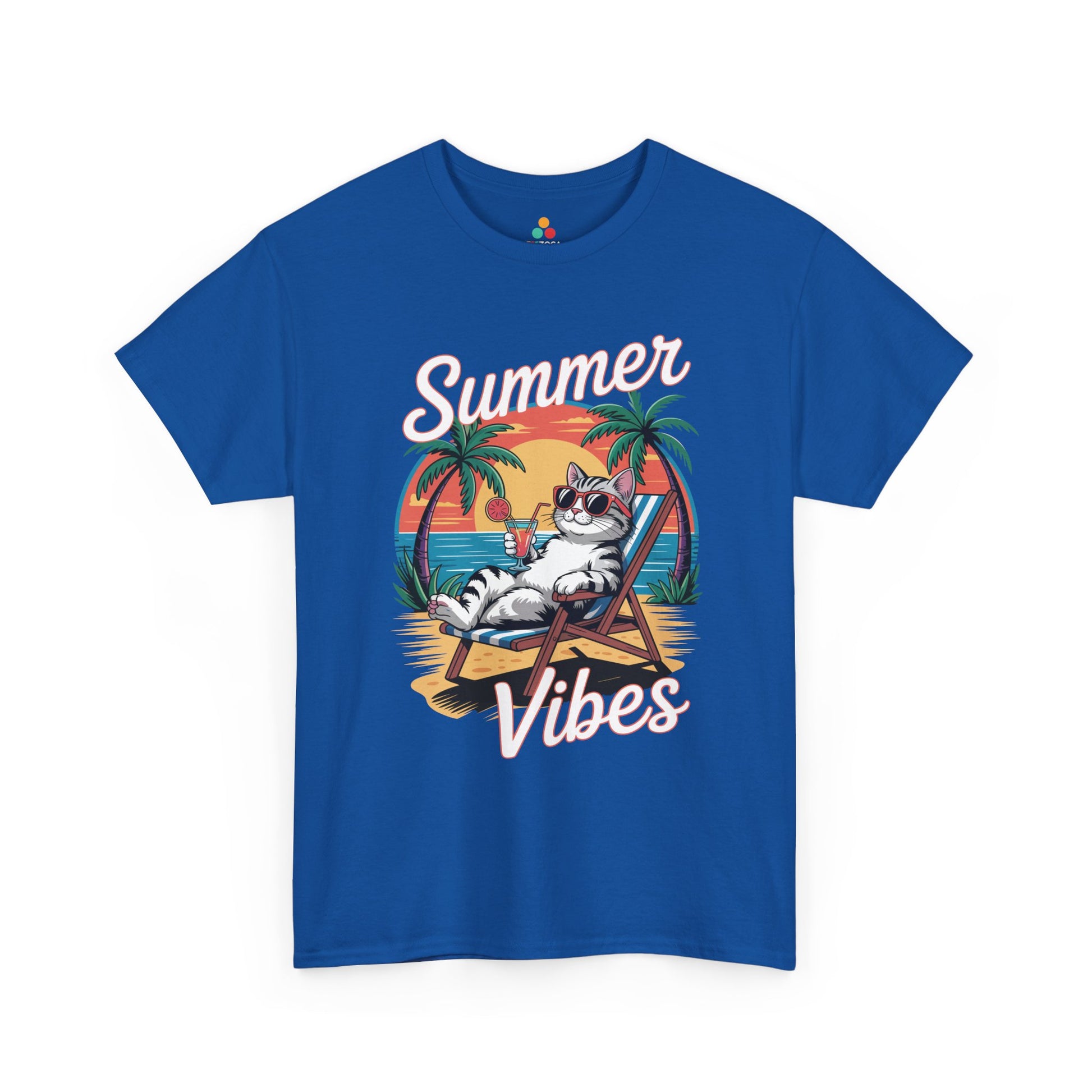 Summer Vibes Cat Graphic Unisex T-shirt for Beach Mood Style | TEEZOCA 