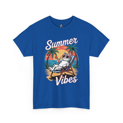 Summer Vibes Cat Graphic Unisex T-shirt for Beach Mood Style | TEEZOCA 