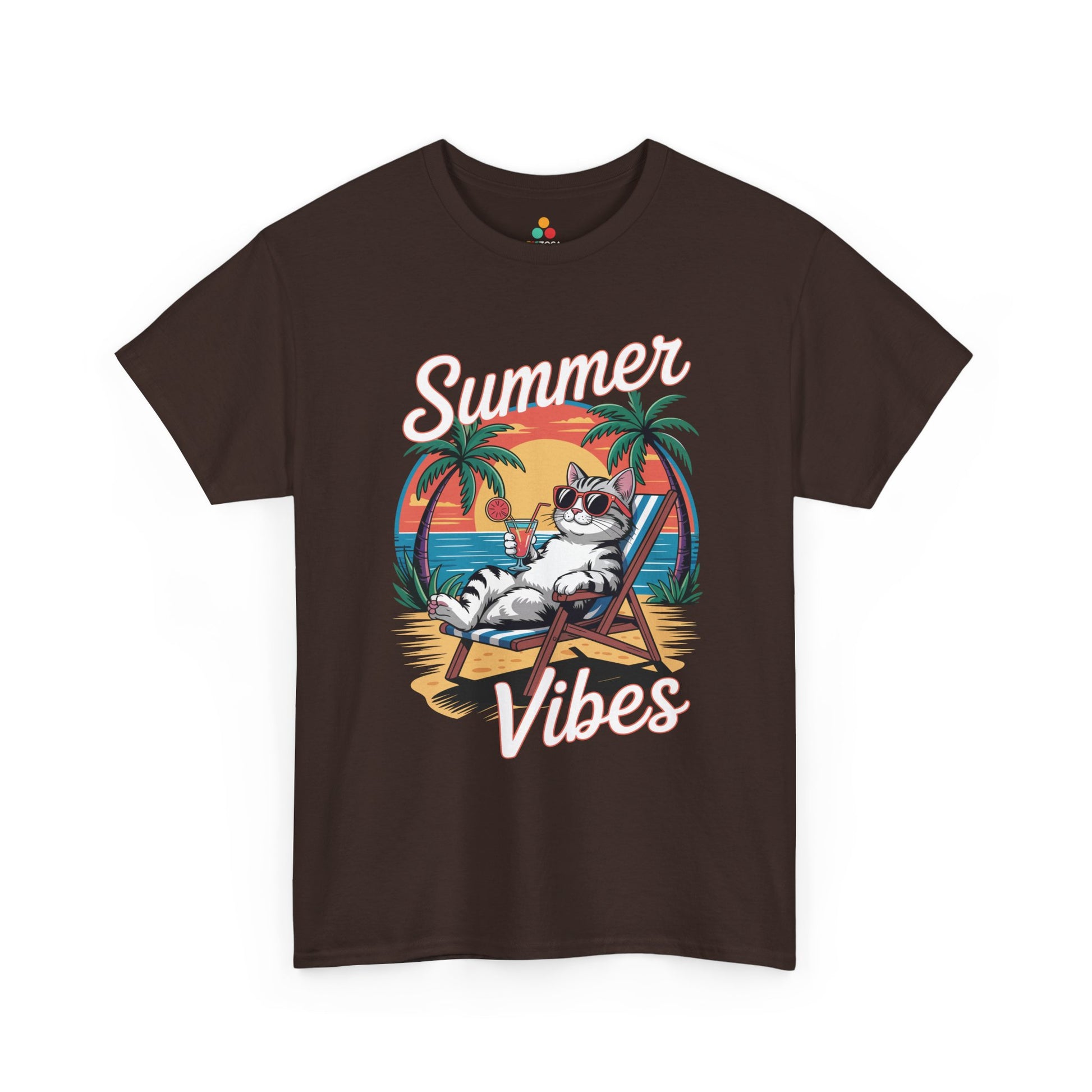 Summer Vibes Cat Graphic Unisex T-shirt for Beach Mood Style | TEEZOCA 