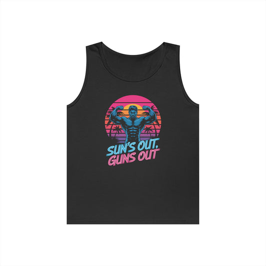 Sun’s Out Guns Out Unisex Tank Top for Retro Gym Energy and Bold Style | TEEZOCA 