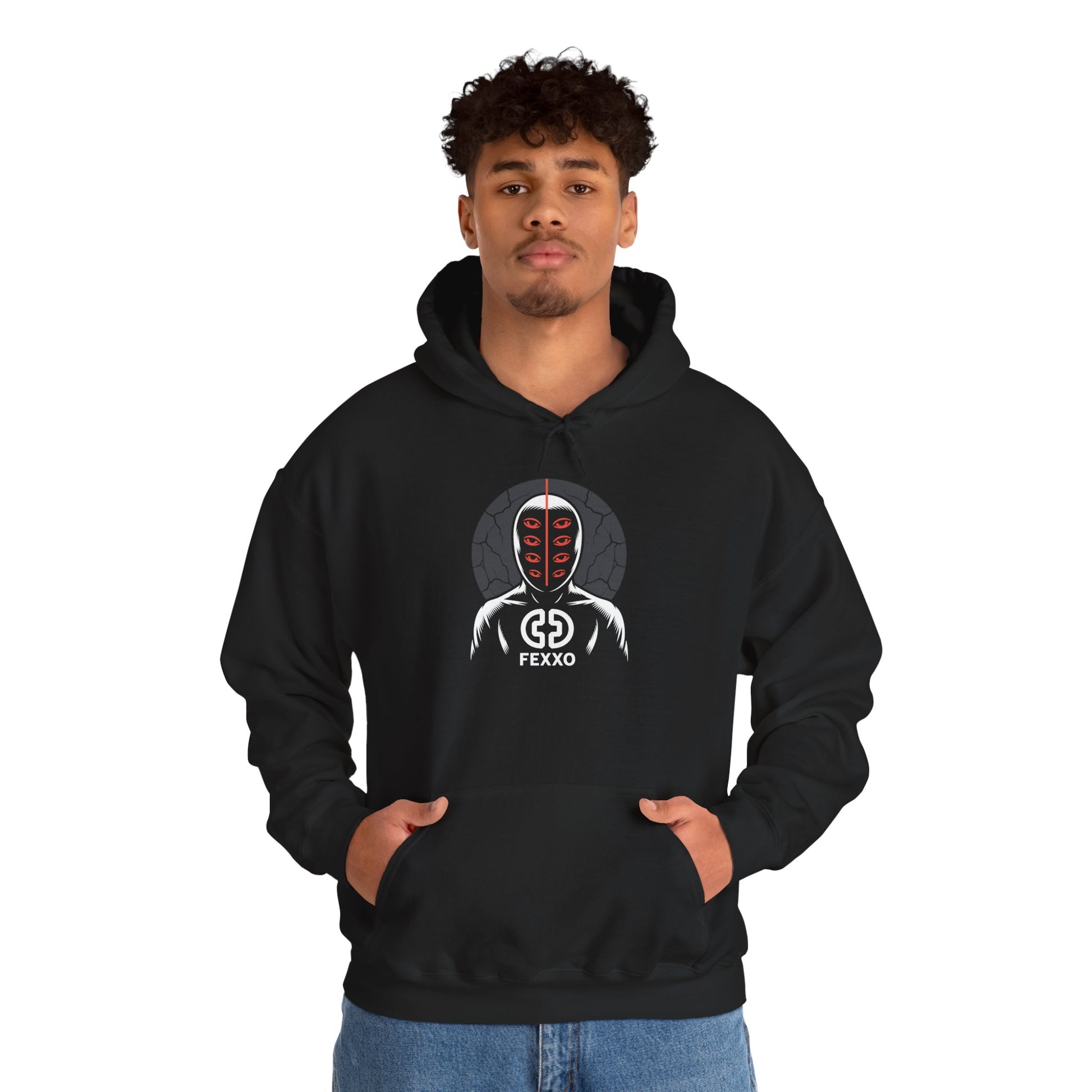 TEEZOCA surreal face graphic Unisex Heavy Blend Hoodie
