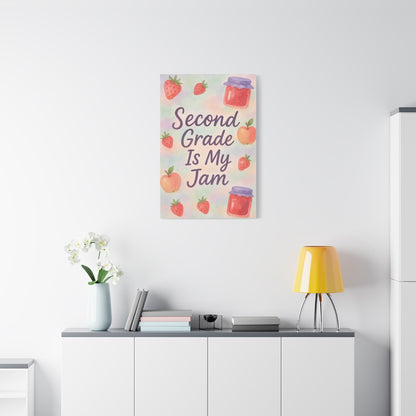 TEEZOCA sweet second grade jam canvas print featured in a bright minimalist room.