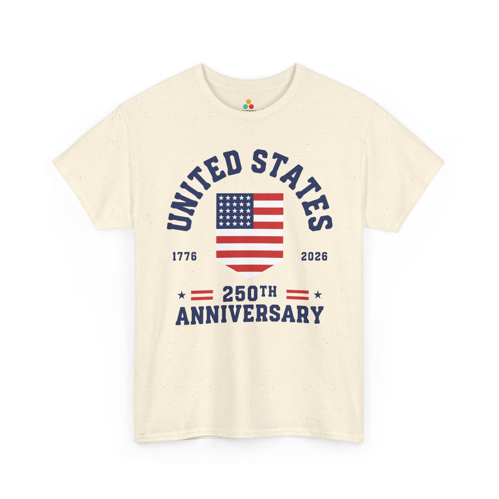 TEEZOCA t-shirt designed as a 1776 2026 Shirt with a centered American flag and simple patriotic typography.
