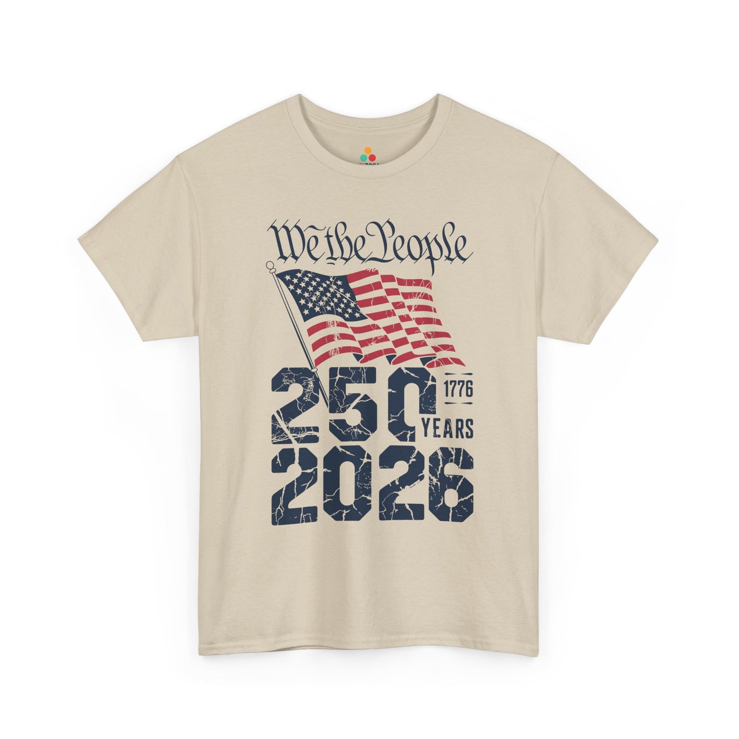 TEEZOCA t-shirt designed as a We the People Patriotic Shirt with red flag stripes, navy lettering, and founding-era style.

