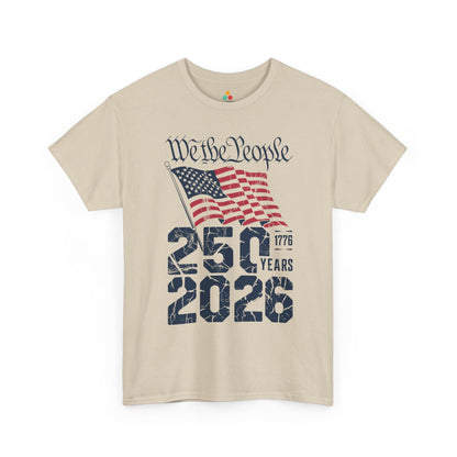 TEEZOCA t-shirt designed as a We the People Patriotic Shirt with red flag stripes, navy lettering, and founding-era style.
