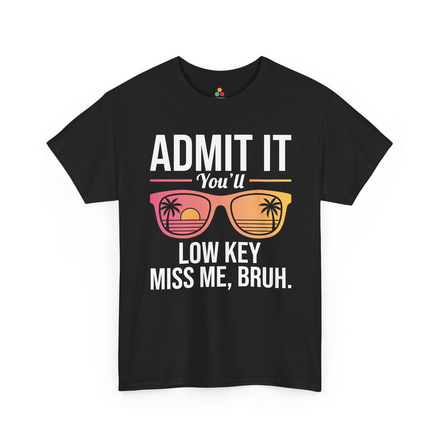 TEEZOCA t-shirt designed as a coworker leaving gift with bold tropical shades and a fun you’ll miss me shirt attitude.
