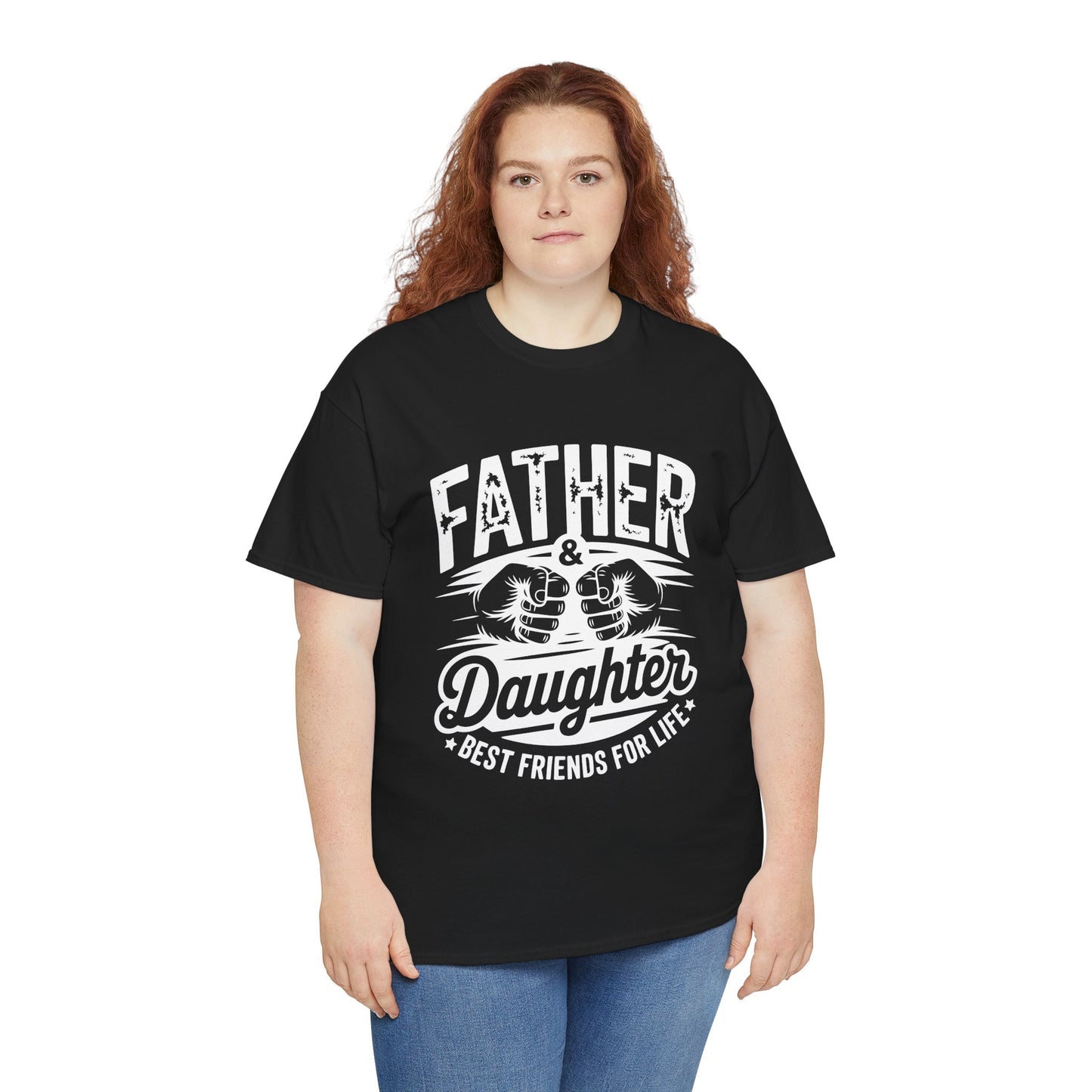 TEEZOCA t-shirt featuring Funny Father Daughter T Shirt artwork with dad and daughter fists, stars, and friendship quote.
