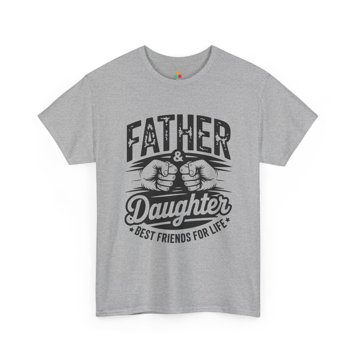 TEEZOCA t-shirt featuring Funny Father Daughter T Shirt artwork with dad and daughter fists, stars, and friendship quote.
