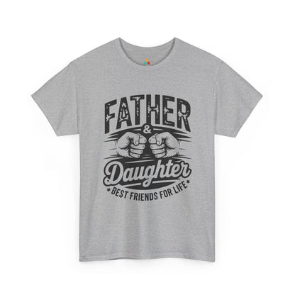 TEEZOCA t-shirt featuring Funny Father Daughter T Shirt artwork with dad and daughter fists, stars, and friendship quote.
