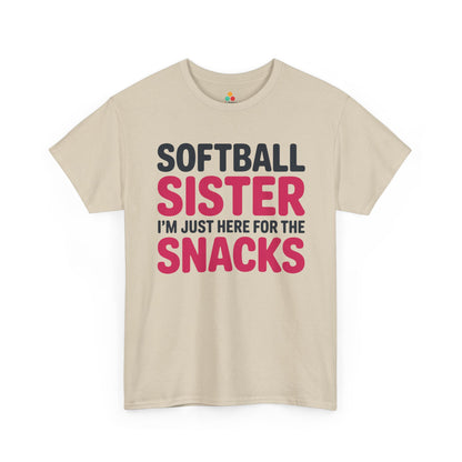 TEEZOCA t-shirt featuring Funny Softball Shirts artwork with bold black and pink snack-bar sibling humor.
