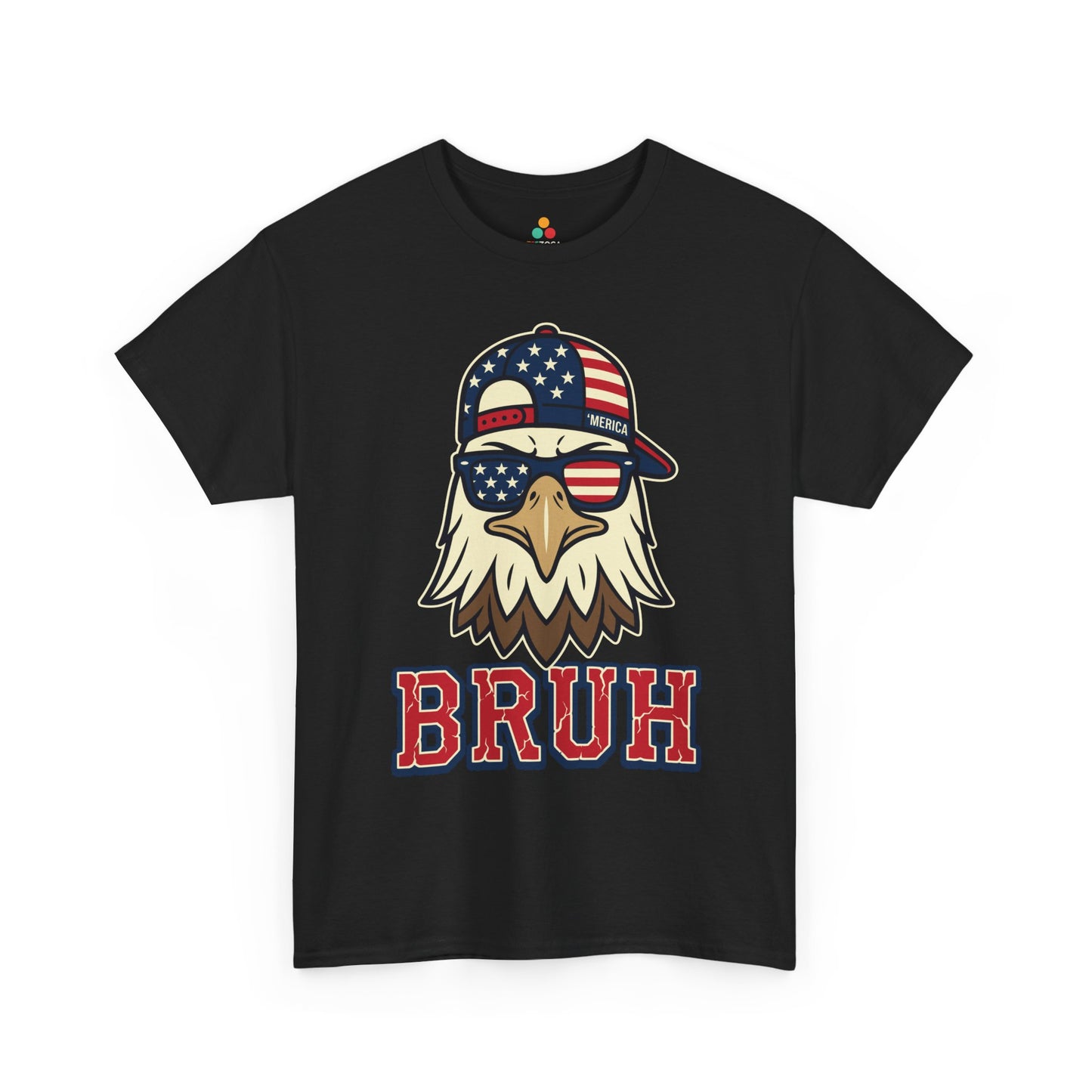 TEEZOCA t-shirt featuring a funny 4th of July shirt design with a cool eagle, stars-and-stripes hat, and bold Merica attitude.
