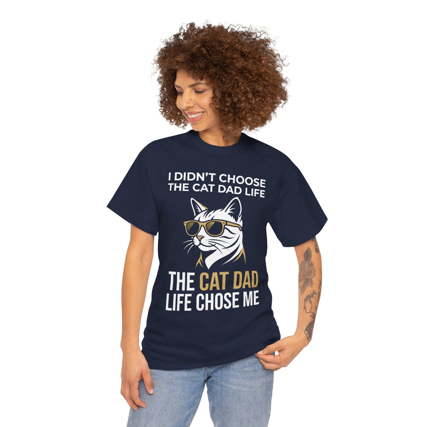 Funny Cat Dad Life Quote Graphic Unisex T-shirt Gift for Cat Lovers | TEEZOCA 