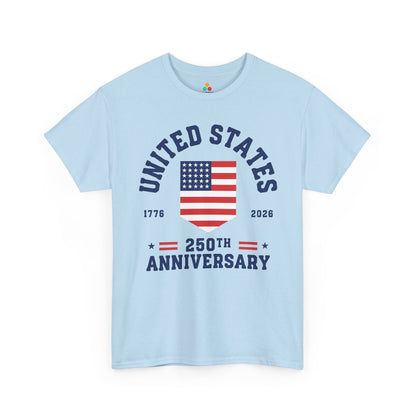 TEEZOCA t-shirt for 4th of July Graphic Tees shoppers, featuring a Minimalist Patriotic Shirt style and 250th Anniversary message.
