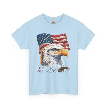 TEEZOCA t-shirt for 4th of July T Shirts fans featuring a proud American bald eagle and flag graphic.
