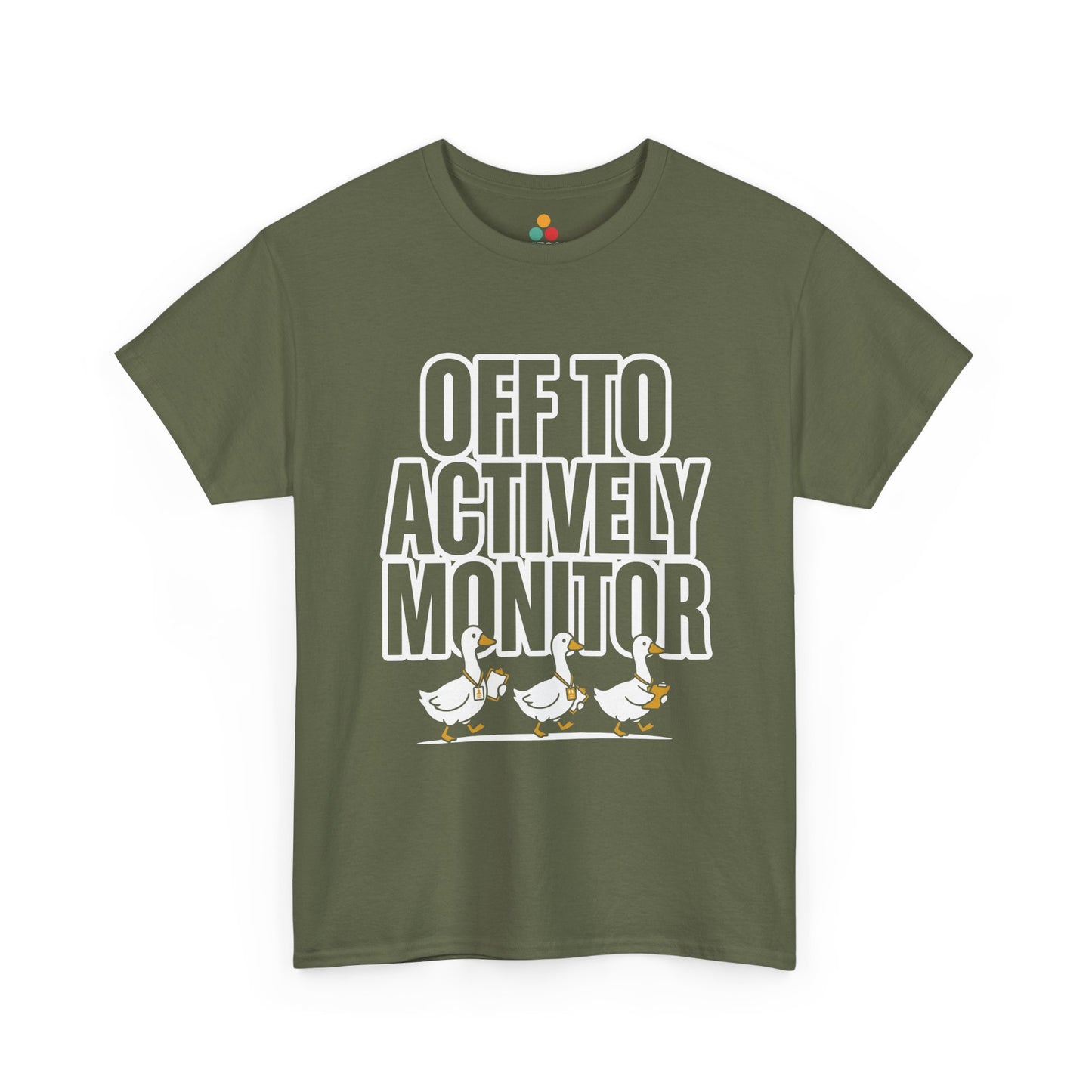 TEEZOCA t-shirt for end of year teacher shirt shoppers with marching geese and actively monitor classroom slogan.
