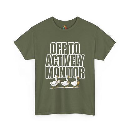 TEEZOCA t-shirt for end of year teacher shirt shoppers with marching geese and actively monitor classroom slogan.
