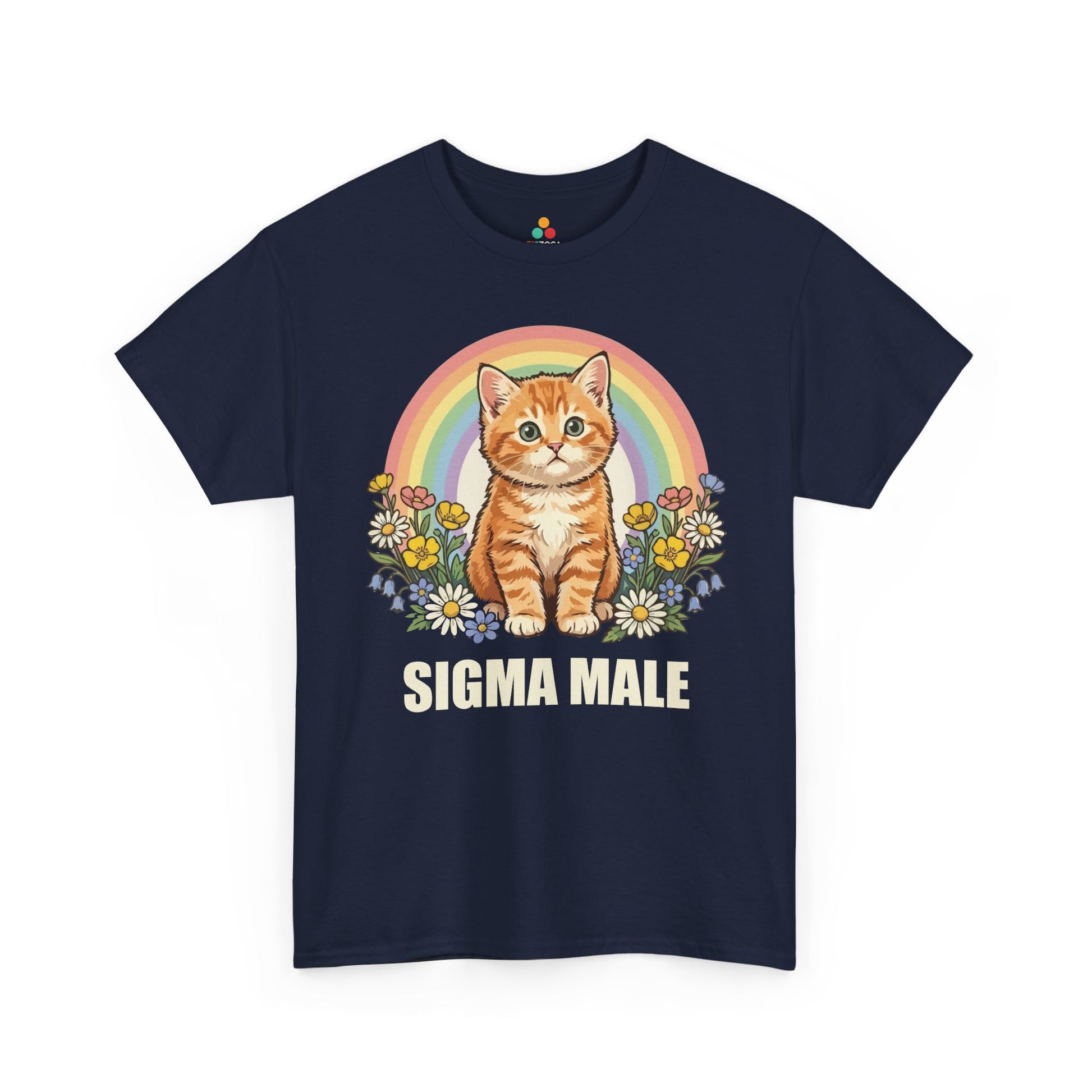 TEEZOCA t-shirt for funny shirt for boyfriend shoppers with ironic mens cat tee style and rainbow kitten graphic.
