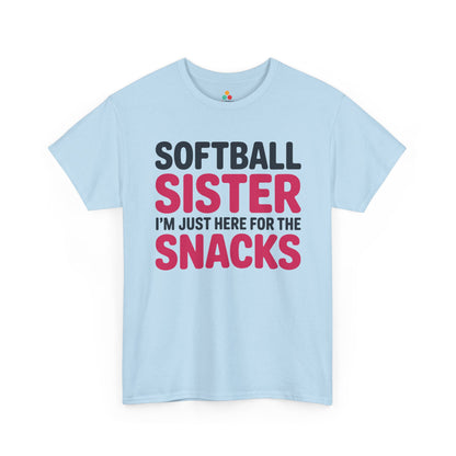 TEEZOCA t-shirt for funny softball mom shirts shoppers buying a snack-themed sibling game day gift.
