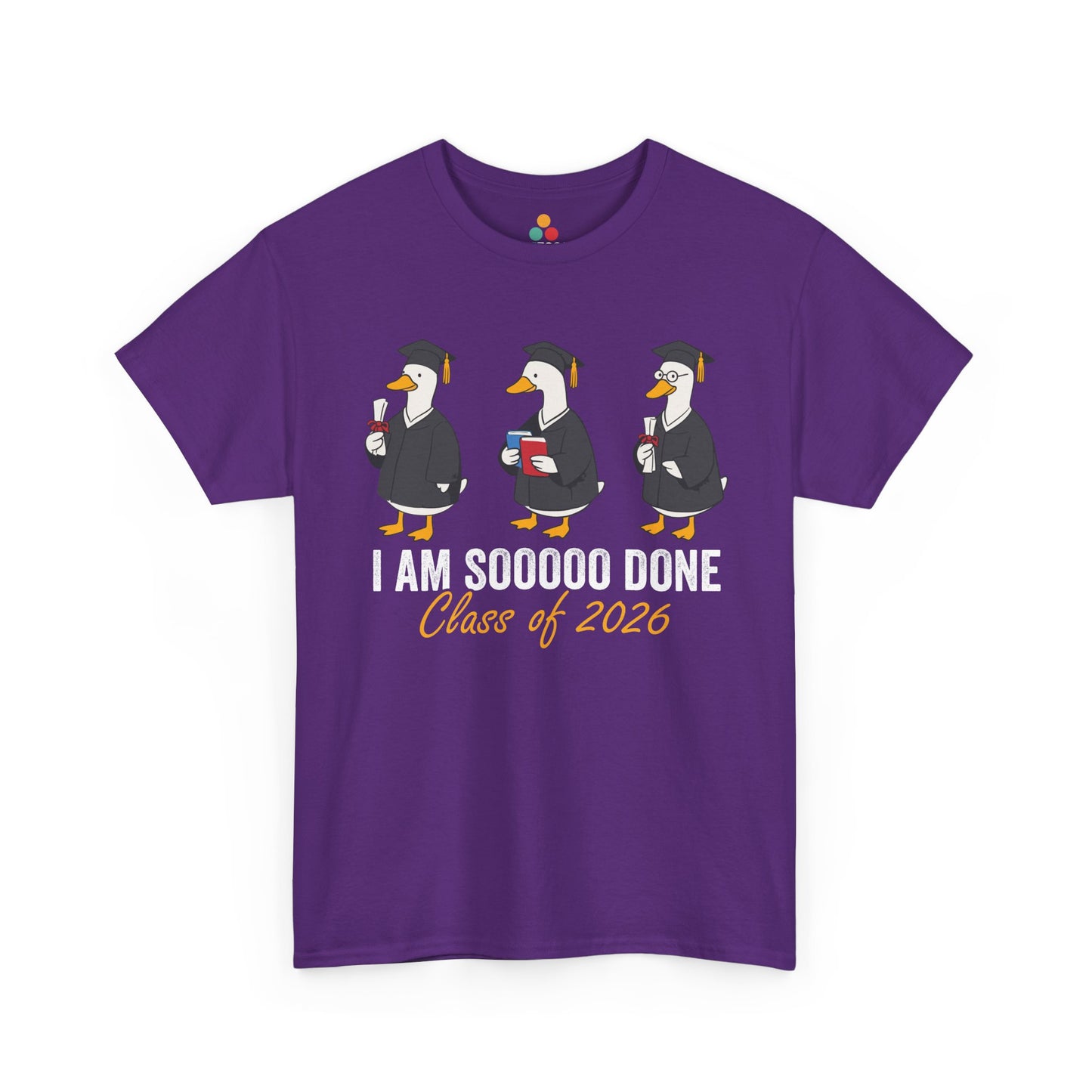 TEEZOCA t-shirt for grad shirts shoppers with cartoon goose artwork and I Am Sooooo Done Class of 2026 design.
