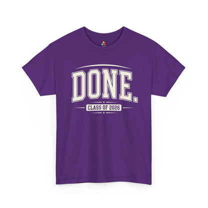 TEEZOCA t-shirt for graduation family shirts shoppers with Class of 2026 DONE artwork and photo-ready senior style.
