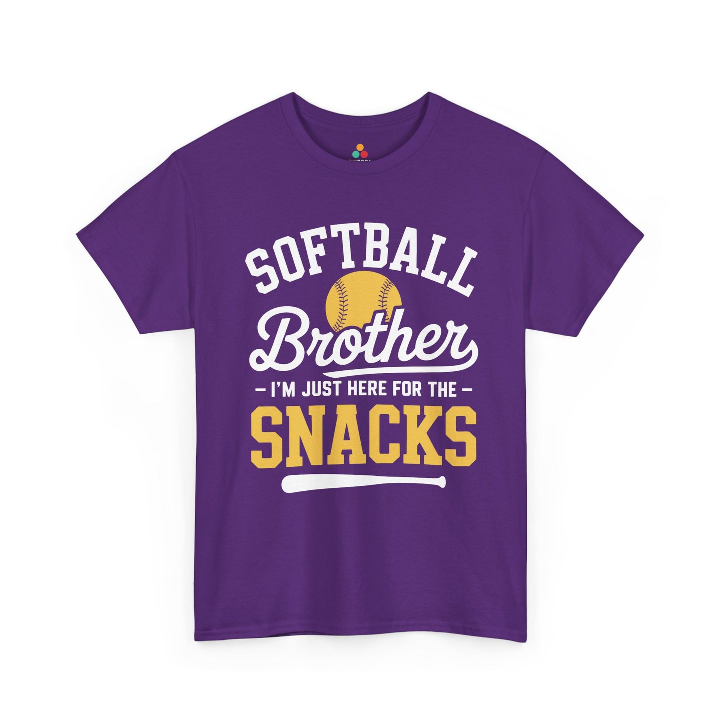 TEEZOCA t-shirt for little brother softball shirt shoppers with snack-loving game day brother humor.
