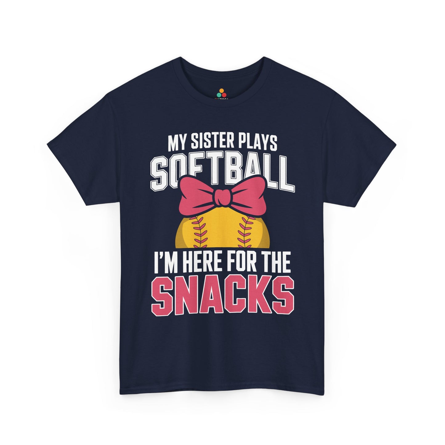 TEEZOCA t-shirt for little sister softball shirts shoppers with bold snacks text and softball family humor.
