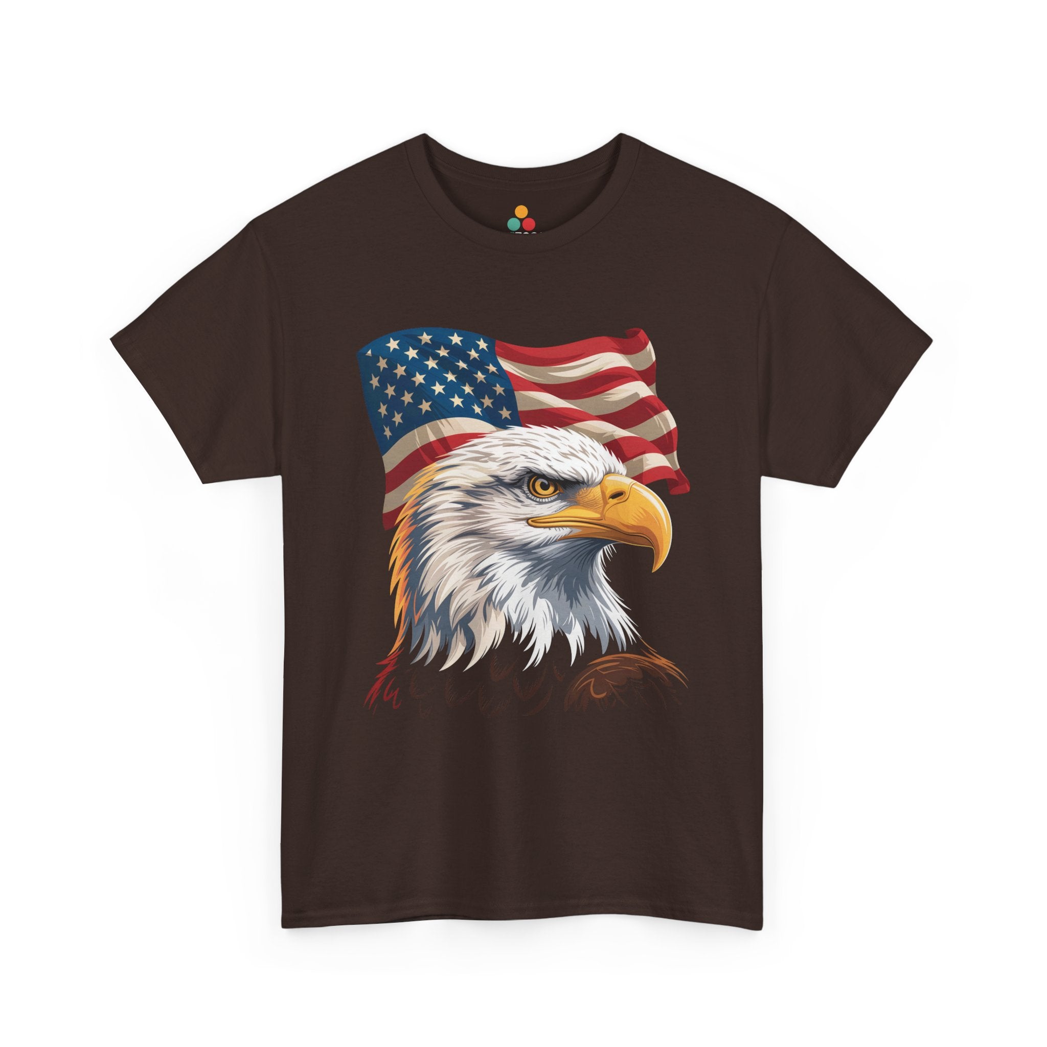 TEEZOCA t-shirt with a Patriotic Eagle Shirt design for 4th of July Shirts shoppers who want bold eagle flag art