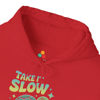 TEEZOCA take it slow message Unisex Heavy Blend Hoodie cute turtle art - Take It Slow Turtle Illustration Unisex Heavy Blend Hoodie | TEEZOCA 